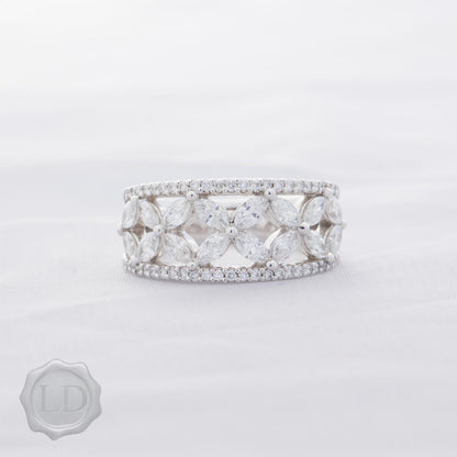Fancy Marquise and brilliant cut diamond dress ring in platinum