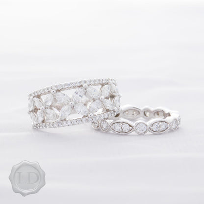 Fancy Marquise and brilliant cut diamond dress ring in platinum