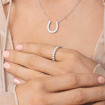 Diamond Maxi horseshoe necklace, White gold