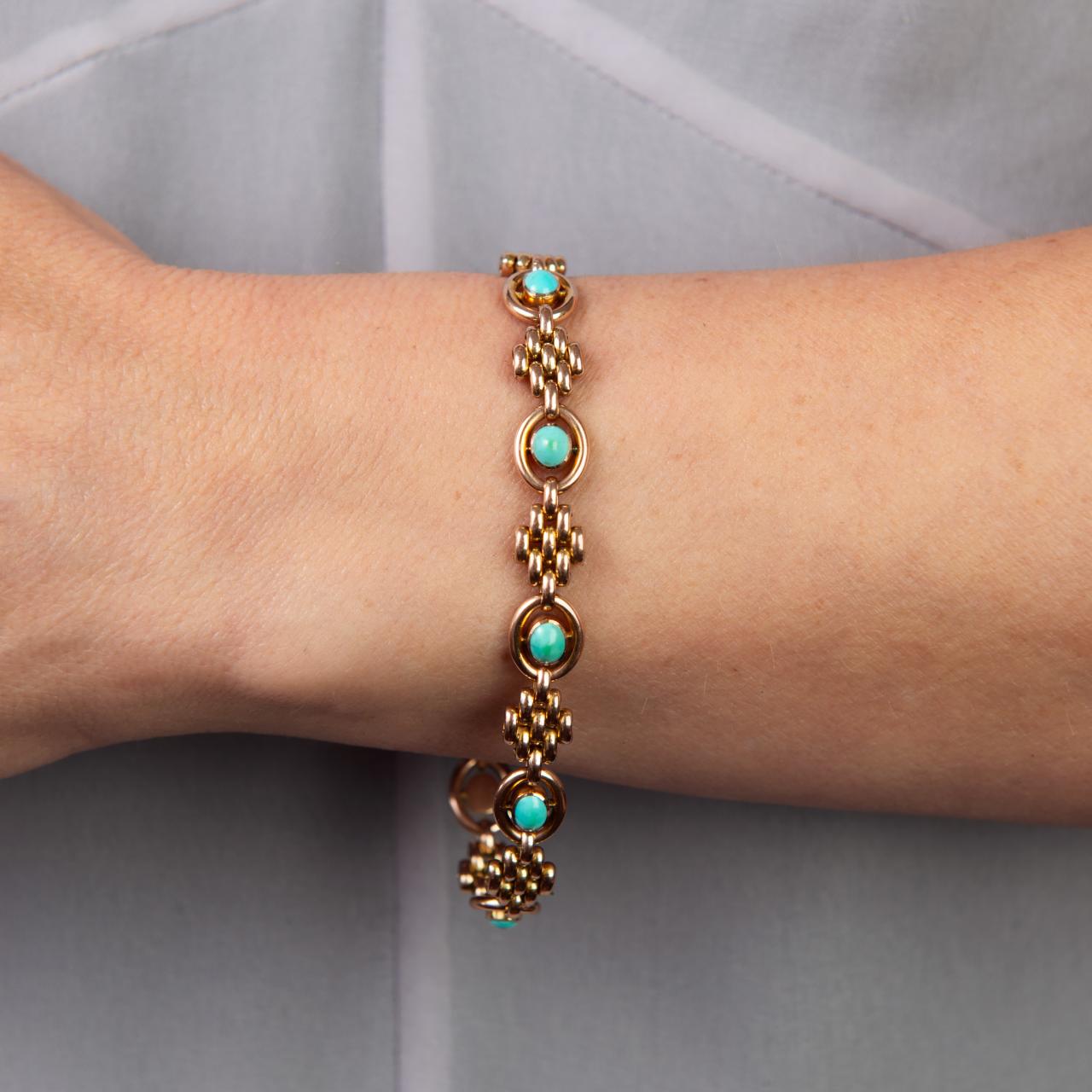 Antique turquoise and gatelink bracelet